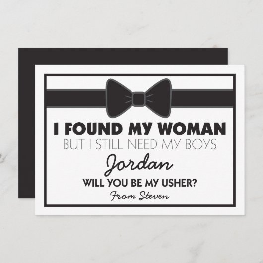 Werden Sie meine eher schwarz-weiße Krawatte sein? Einladung (Vorne/Hinten)