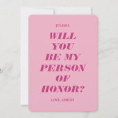 Werden Sie meine Ehrenfrau sein? Modern rosa Einladung (Vorderseite)