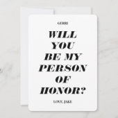 Werden Sie meine Ehrenfrau sein? Moderner Text Inv Einladung (Vorderseite)