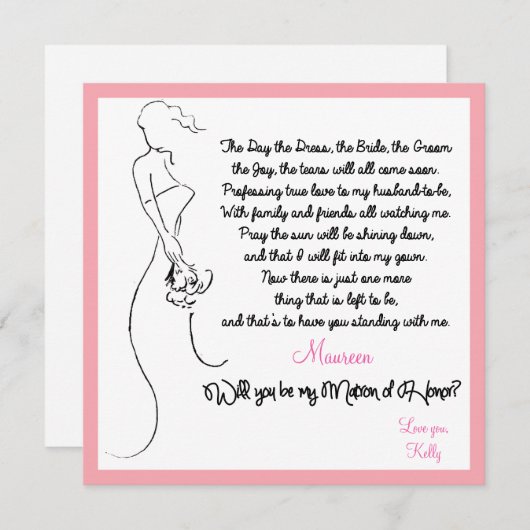 Werden Sie meine Ehrenkollegin sein?Karte Einladung (Vorne/Hinten)