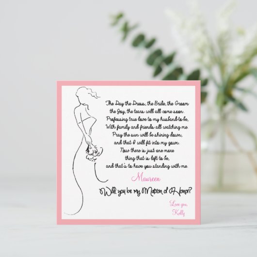 Werden Sie meine Ehrenkollegin sein?Karte Einladung (Stehend Vorderseite)