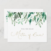 "Werden Sie meine Ehrenmatron sein?" Vorschlagskar Ankündigungspostkarte (Vorne/Hinten)