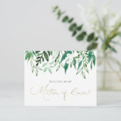 "Werden Sie meine Ehrenmatron sein?" Vorschlagskar Ankündigungspostkarte (Stehend Vorderseite)