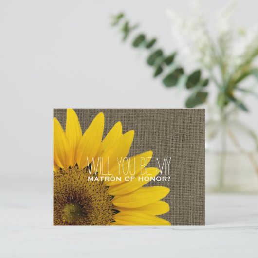 Werden Sie meine Ehrenmatrone der rustikalen Hochz Einladung (Stehend Vorderseite)