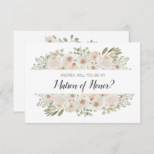 Werden Sie meine Ehrenmatrone des Weißen Floralen  (Vorne/Hinten)