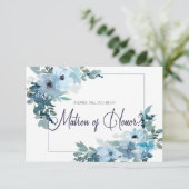 Werden Sie meine Ehrenmatrone moderner blauer Rose (Stehend Vorderseite)