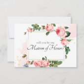 Werden Sie meine Ehrenmatrone sein, die rosa Rose (Vorderseite)