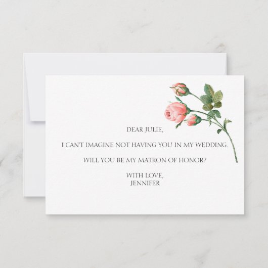 Werden Sie meine Ehrenmatrone sein, die rosa Rose (Rückseite)