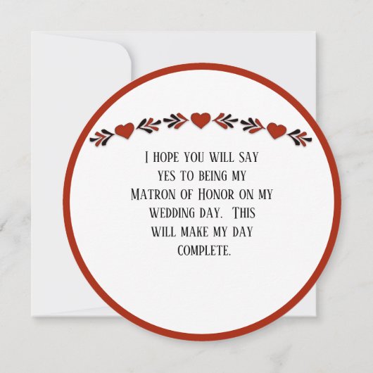 Werden Sie meine Ehrenmatrone sein? Einladung (Rückseite)