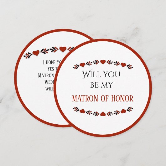 Werden Sie meine Ehrenmatrone sein? Einladung (Vorne/Hinten)