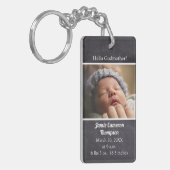 Werden Sie meine Geburtsankündigung für meine Mutt Schlüsselanhänger (Vorderseite links)