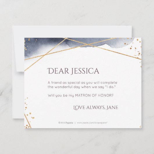 Werden Sie meine geometrische Ehrenmatrone sein? Einladung (Rückseite)