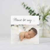 Werden Sie meine "God Parent Baby Girl"-Foto-Karte Karte (Stehend Vorderseite)