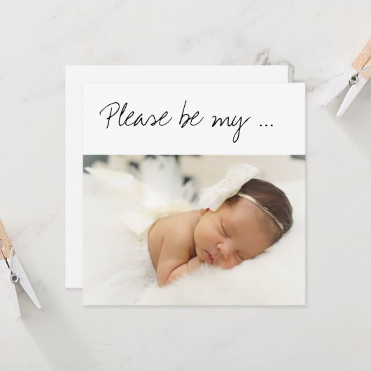 Werden Sie meine "God Parent Baby Girl"-Foto-Karte Karte (Vorderseite/Rückseite Beispiel)