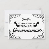 werden Sie meine Groomswoman Retro-Skript Vorschla Einladung (Vorderseite)