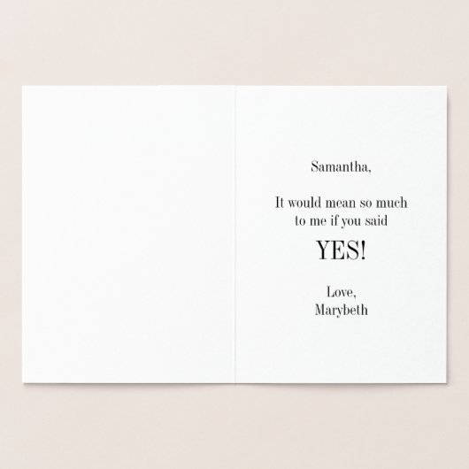 Werden Sie meine Jr Bridesmaid Gold Foil Card sein Folienkarte (Innenseite)