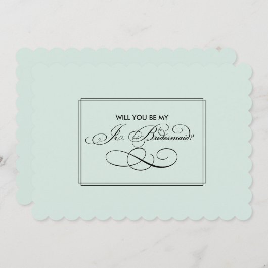 Werden Sie meine Jr. Bridesmaid sein? Minze Minima Einladung (Vorne/Hinten)