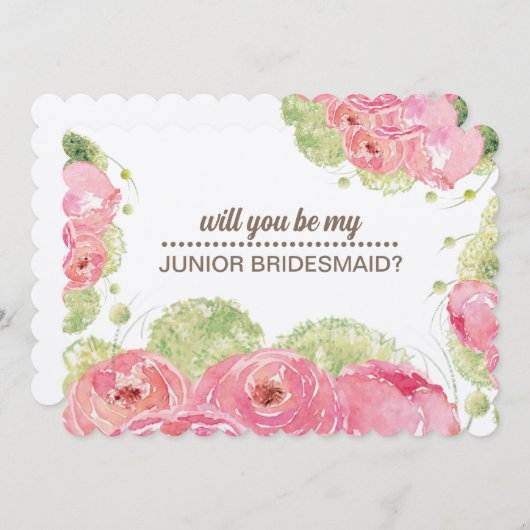 Werden Sie meine Jr. Bridesmaid sein? Romantische  Einladung (Vorne/Hinten)