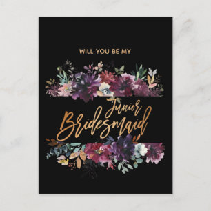 Werden Sie meine Junior Bridesmaid Burgundy Marsal Einladungspostkarte