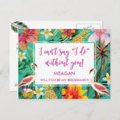 Werden Sie meine Karte mit tropischem Flamingo sei (Vorne/Hinten)