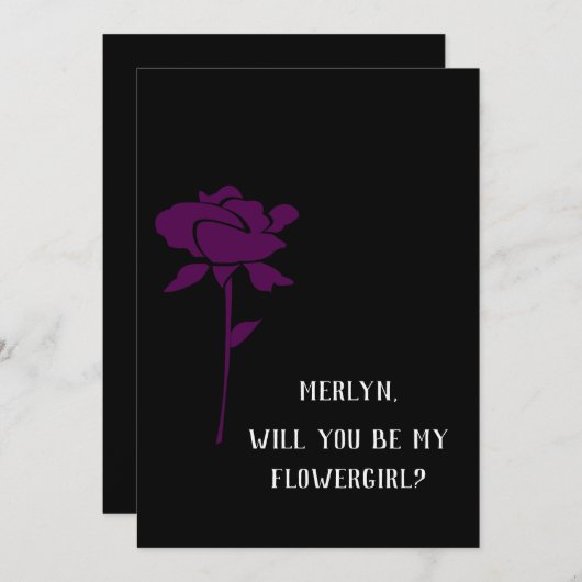 Werden Sie meine Lila Rose-Hochzeit mit Blumenmädc Einladung (Vorne/Hinten)