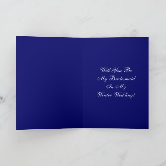 Werden Sie meine Lila Winterhochzeit in Bridesmaid Einladung (Innenseite)