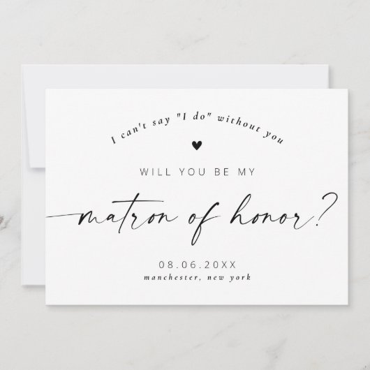 Werden Sie meine Matron der Ehre sein Elegant Scri Einladung (Vorderseite)
