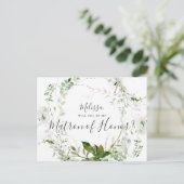 Werden Sie meine Matron-Ehrenschrift für Grünpflan Einladungspostkarte (Stehend Vorderseite)