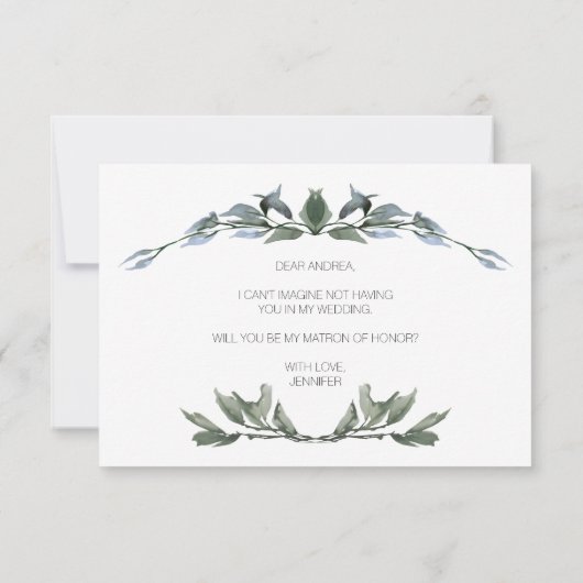 Werden Sie meine Mutter der Ehre sein Silber Grün? (Rückseite)