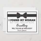 Werden Sie meine Page Bow Black/White Bow-Krawatte Einladung (Vorderseite)