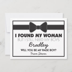 Werden Sie meine Page Bow Black/White Bow-Krawatte Einladung