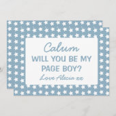 Werden Sie meine Page Boy Blue Stars sein? Einladung (Vorne/Hinten)