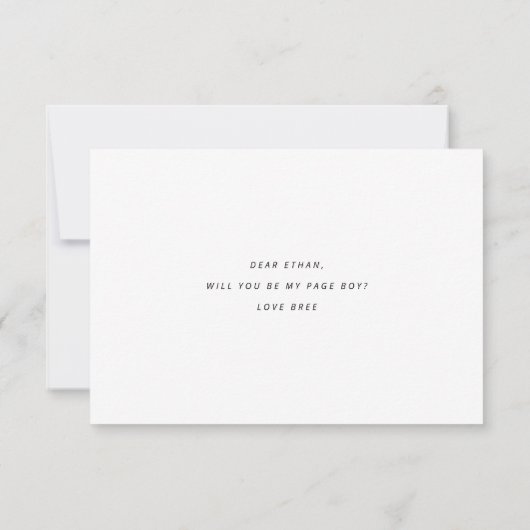 Werden Sie meine Page Boy Vorschlag Flat Card Einladung (Rückseite)