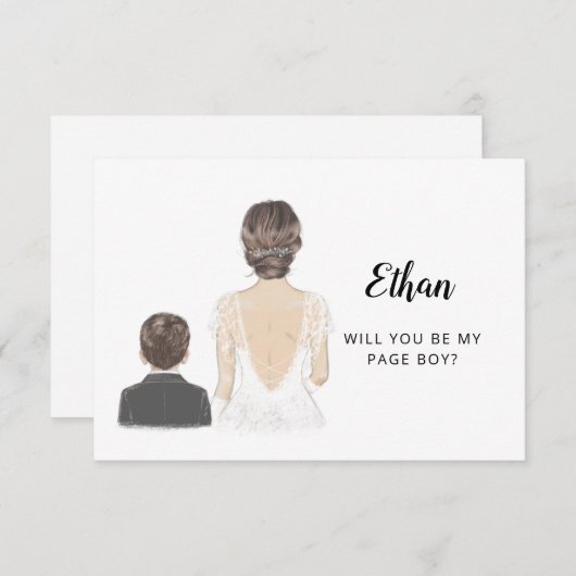 Werden Sie meine Page Boy Vorschlag Flat Card Einladung (Vorne/Hinten)