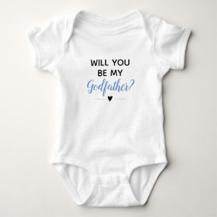 Werden Sie meine Pate Niedliche blaue Taufe sein? Baby Strampler