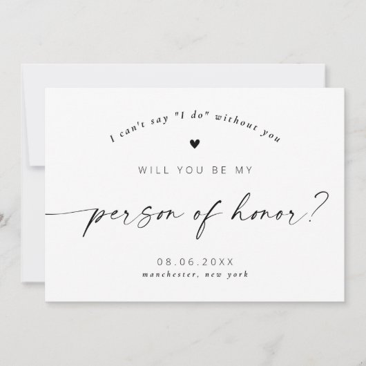 Werden Sie meine Person der Ehre sein? Elegantes S Einladung (Vorderseite)