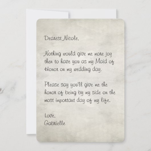 Werden Sie meine Personalisierte Trauzeugin Einladung (Rückseite)