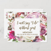 Werden Sie meine personalisierte Trauzeugin sein? Einladungspostkarte (Vorne/Hinten)