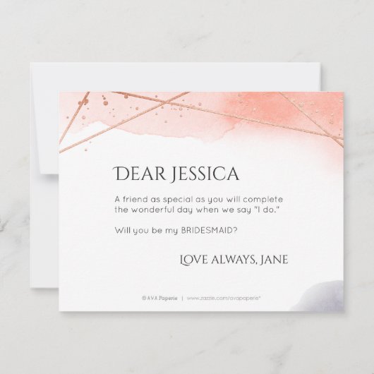 Werden Sie meine Rose Gold geometrisch aus überrag Einladung (Rückseite)