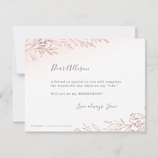 Werden Sie meine Rose Goldmedaille der Brautjungfr Einladung