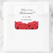 Werden Sie meine Rote Rosen sein? Quadratischer Aufkleber (Tasche)