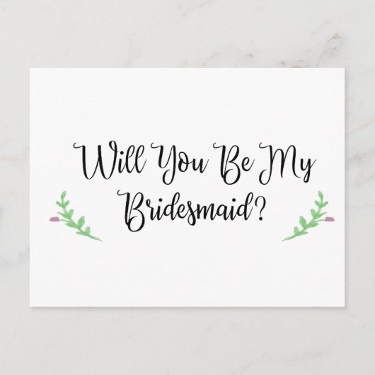 Werden Sie meine Schlichte Postkarte für Bridesmai (Vorderseite)