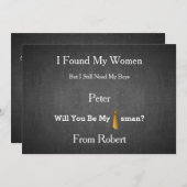 Werden Sie meine Trauzeuge Black Chalk Board Krawa Einladung (Vorne/Hinten)