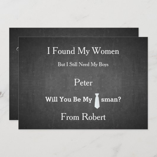 Werden Sie meine Trauzeuge Black Chalk Board Red K Einladung (Vorne/Hinten)