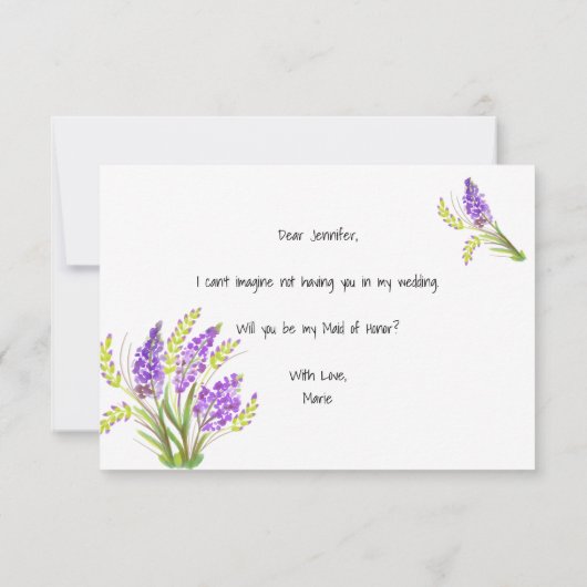 Werden Sie meine Trauzeugin Aquarelllavene sein? (Rückseite)