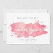 Werden Sie meine Trauzeugin Aquarellpinke Karte se (Vorderseite)