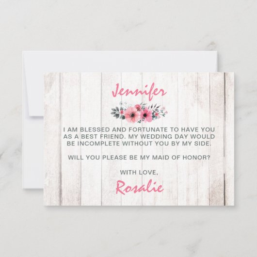 Werden Sie meine Trauzeugin bei einer rustikalen B Einladung (Rückseite)