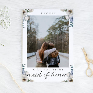 Werden Sie meine Trauzeugin Blue Rose Foto Postkarte