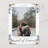 Werden Sie meine Trauzeugin Blue Rose Foto Postkarte (Vorderseite)