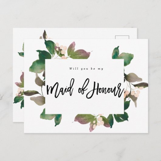 Werden Sie meine Trauzeugin Boho Blume Ankündigungspostkarte (Vorne/Hinten)